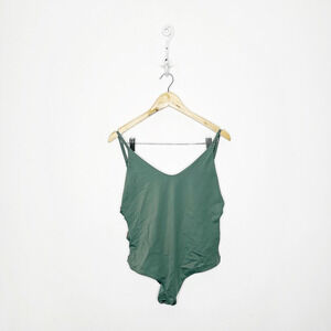 AERIE Cheeky Side Ring One Piece Swimsuit GREEN open back adjustable padded L